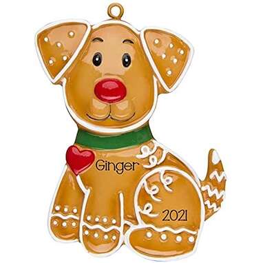 This gingerbread dog: 2022 Personalized Ornament-Gingerbread Dog Christmas Tree Ornament