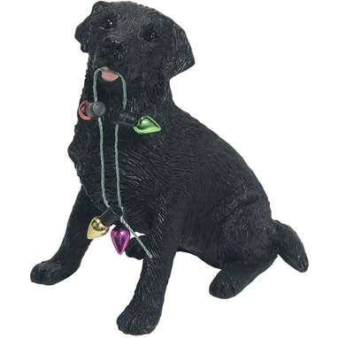 This ornament of the most helpful holiday pup: Sandicast Black Labrador Retriever with Holiday Lights Christmas Ornament