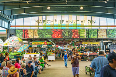 busy scene of marche jean-talon market in montreal