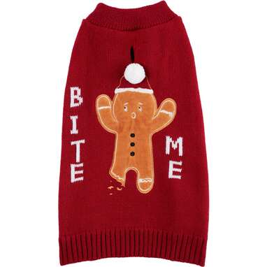 Bite Me Gingerbread Dog Sweater