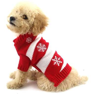 Striped Dog Snowflake Sweater