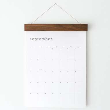 Wall Calendar with Walnut or Maple Hanger
