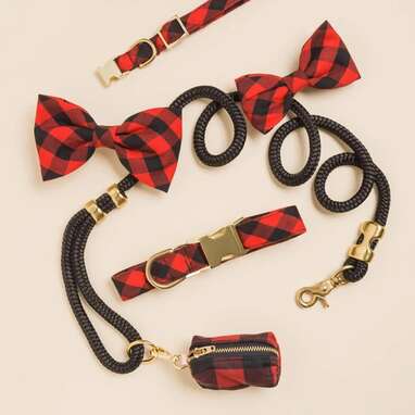 Red and Black Buffalo Check Dog Collar