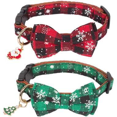 ADOGGYGO Christmas Dog Collar with Bow Tie