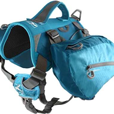 Hound Hiking Saddle Medium S, Blue Travel Saddle Bag for Small Large and Extra Large Dogs Wellver Adjustable Dog Saddle Backpack 