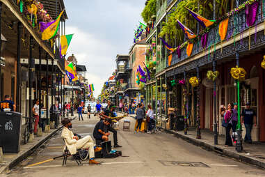 musicians on a colorful, vibrant street