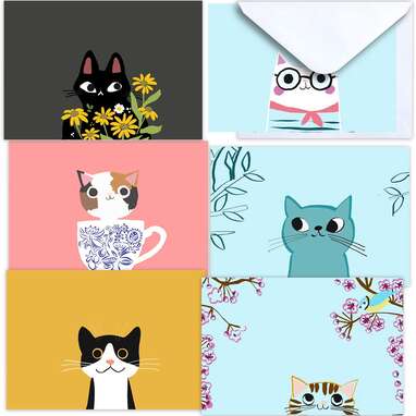 Details about   New Box Kitten Cat Hydrangea Note Cards Envelopes Stationary Paper Office Blank 