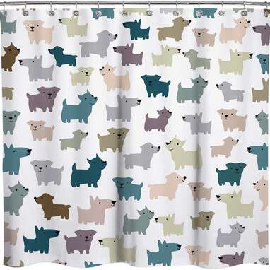 Sunlit Multicolor Cartoon Dogs Shower Curtain