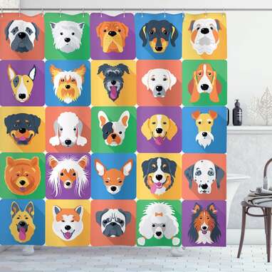 Ambesonne Dog Shower Curtain