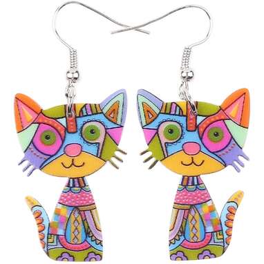 BONSNY Acrylic Drop Cat Earrings