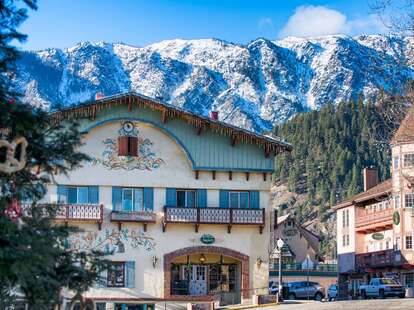 buildings in a snowy village