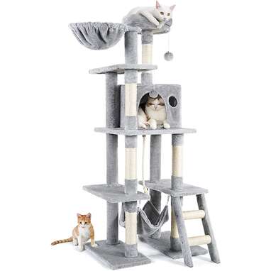 rabbitgoo Cat Tree Cat Tower 61" for Indoor Cats, Multi-Level Cat Condo with Hammock & Scratching Posts