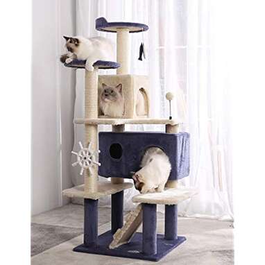 Cat Tree Cat Tower Cat Condo Sisal Scratching Posts with Jump Platform and Cat Ring Cat Furniture Activity Center Kitten Play House