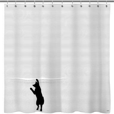 Sunlit Black Cartoon Cat Shower Curtain
