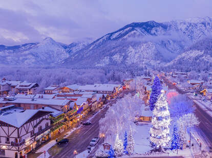 festive downtown mountain town