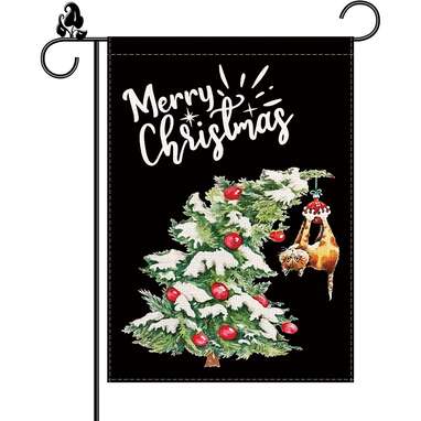 Because all cats are obsessed with the Christmas tree: GAGEC Merry Christmas Garden Flag