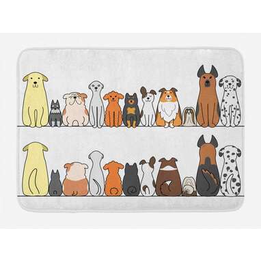 Dog with top a bath mat