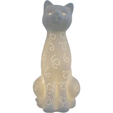 Simple Designs Home White Porcelain Cat Lamp