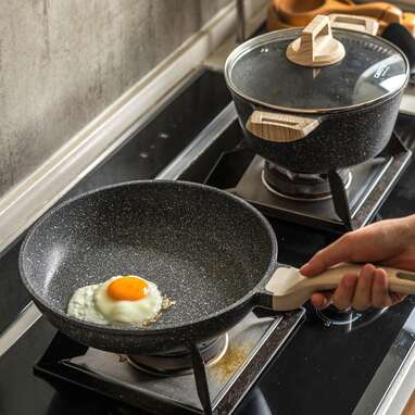 Michelangelo michelangelo hard anodized cookware set, 10-piece pots and pans  set nonstick with granite interior, non toxic cookware set in