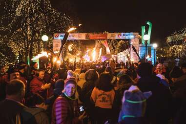 people at a busy winter festival