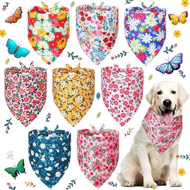 Classic florals for spring: Weewooday 8-Pack Floral Print Dog Bandanas