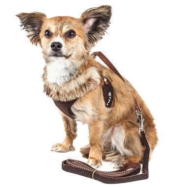 PET LIFE Luxe Furracious 2-In-1 Mesh Reversible Dog Harness & Leash