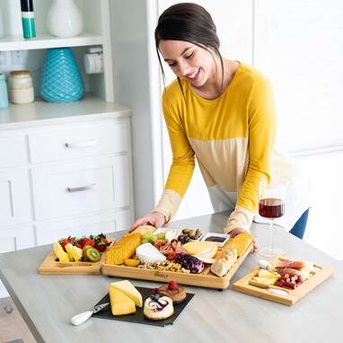 Smirly Bamboo Magnetic Cutting Board with Trays