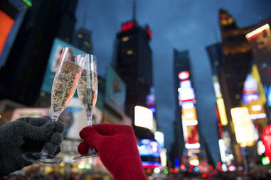 Champagne toast in Times Square
