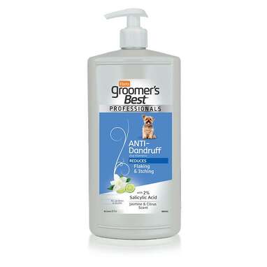 Best smelling dog dandruff shampoo: Hartz Groomer's Best Professionals Anti-Dandruff Jasmine & Citrus Scent Dog Shampoo