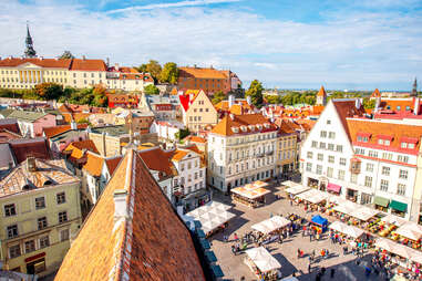 an aerial view of main central square