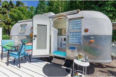 A 1962 Airstream on a rural Southern California ranch