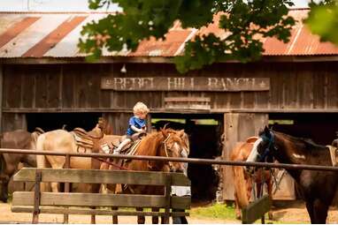 A rustic cabin on an Oklahoma horse ranch