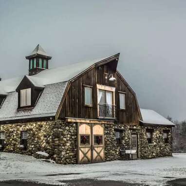 A ski lodge-turned-horse barn on a lavender farm
