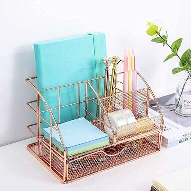 POPRUN Rose Gold Desk Organizer