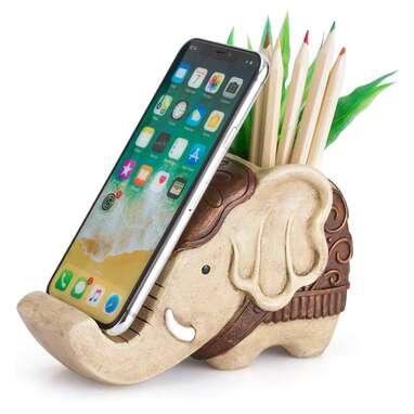 COOLBROS Elephant Pencil Holder with Phone Stand