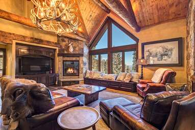 Castle-like log cabin on 11 private acres
