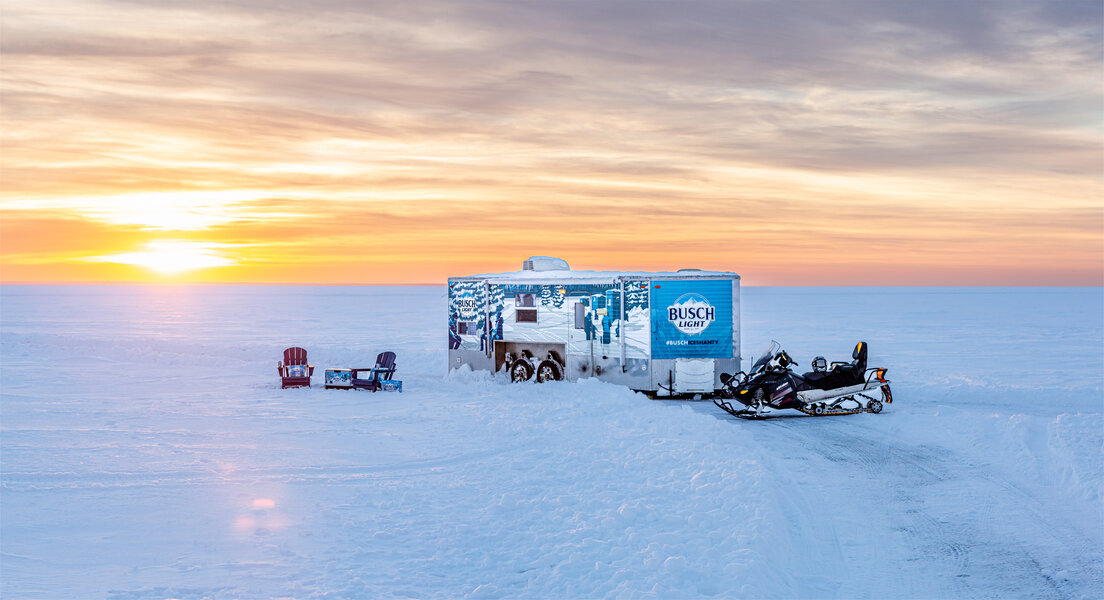 Busch Light Celebrates Ice Fishing With a Custom Ice Shanty