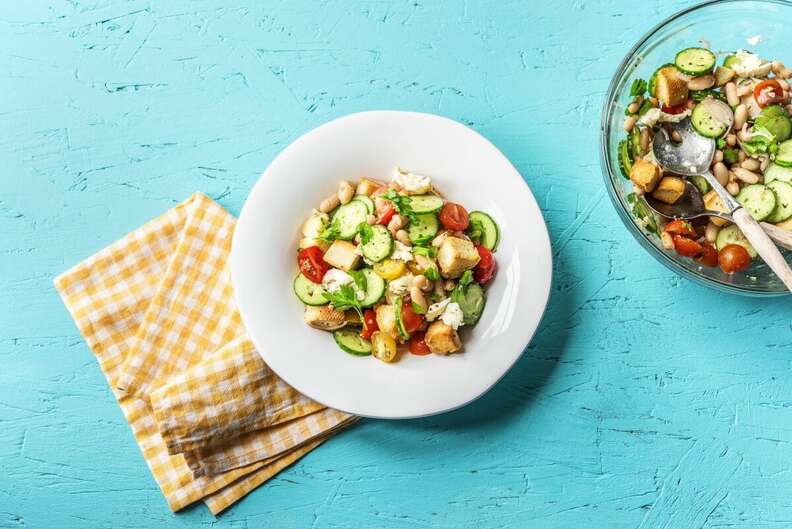 overhead shot of salad