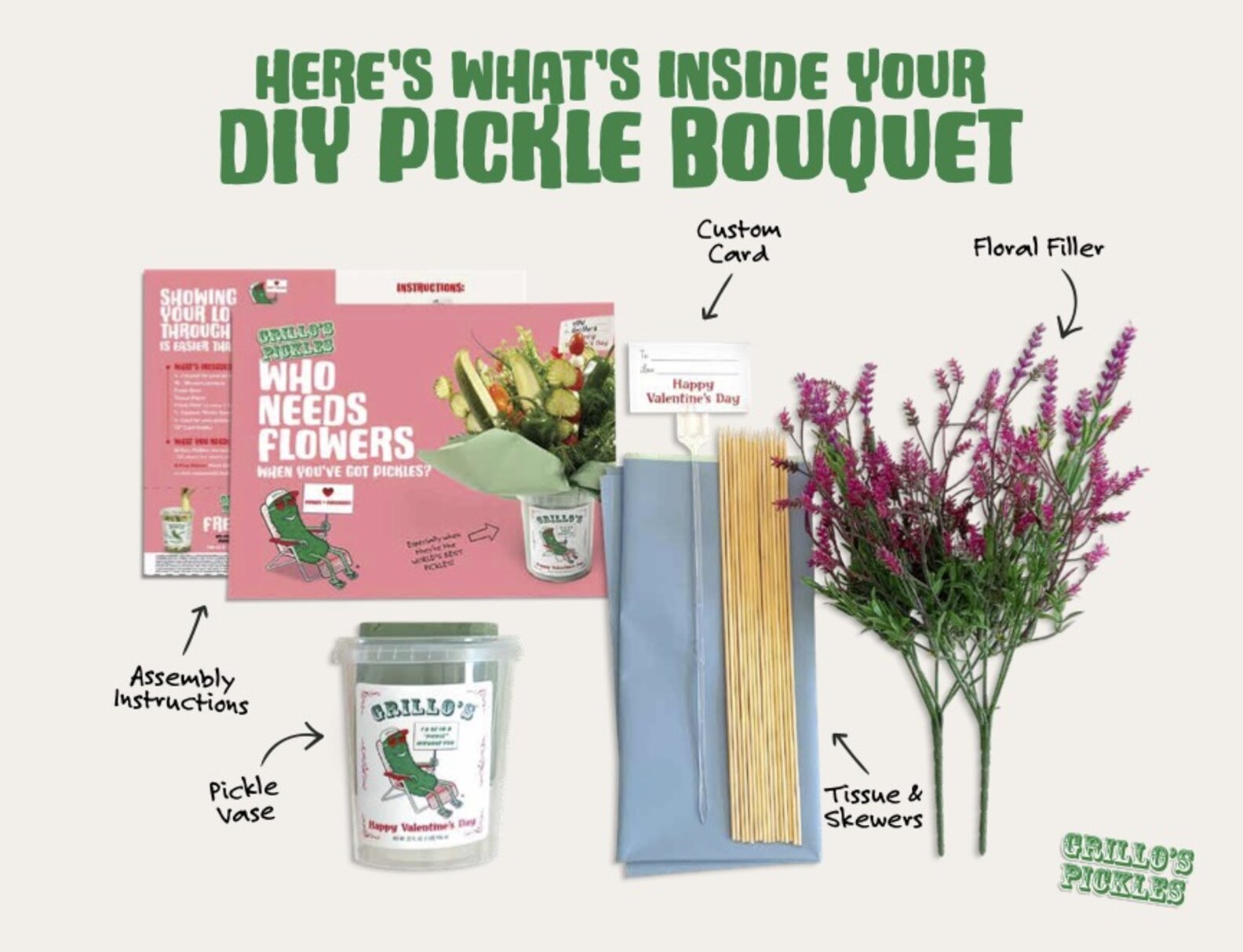 Grillo's Pickles Bouquet Get a Pickle Bouquet Kit for Valentine's Day
