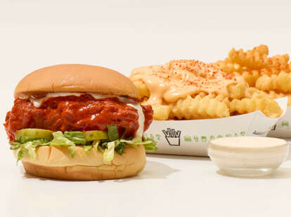 Buffalo Chicken Sandwich and Buffalo Spiced Cheese Fries