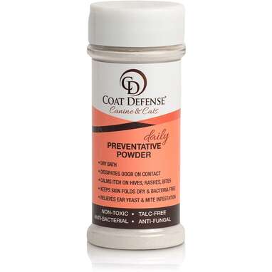 Best powder dog dry shampoo: COAT DEFENSE Canine Daily Preventative Powder