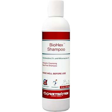 Best medicated dog shampoo:  BioHex Chlorhexidine and MicroSilver Shampoo for Skin Infections in Dogs