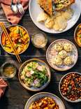 lion dance cafe table spread