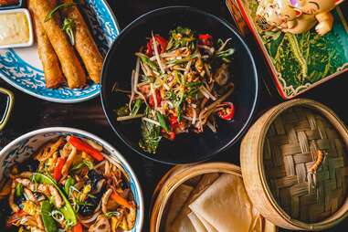 a table filled with food