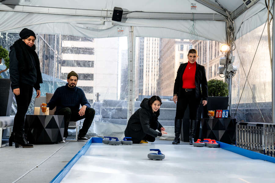 Times Square Hotel Offers Rooftop Curling for Beijing Winter Olympics