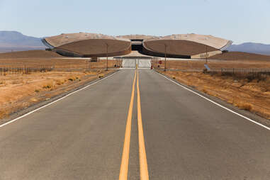a large spaceport in the middle of the desert