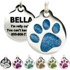 GoTags Paw Print Round Stainless Steel Pet Tag for Dogs and Cats
