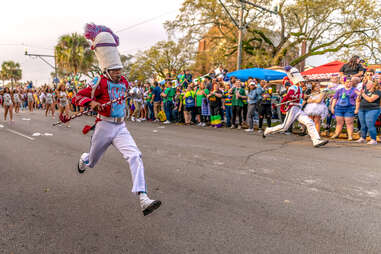 Marching band in Mardi Gras parade