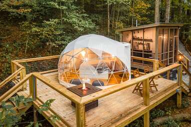 Tiny geopod with a hot tub and beautiful views
