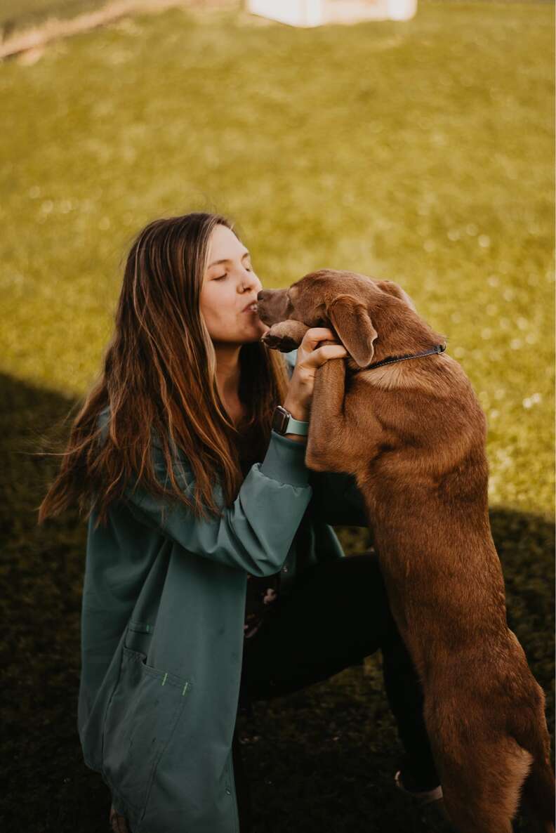 woman and dog